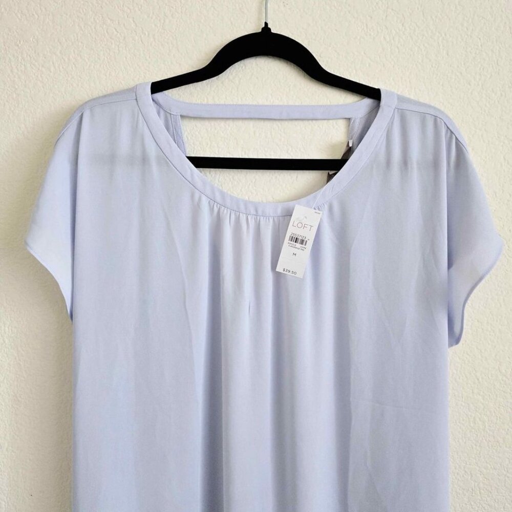 Ann Taylor LOFT Women's Mixed Media Bar Back Tee Blouse Top Size Medium - Picture 3 of 5
